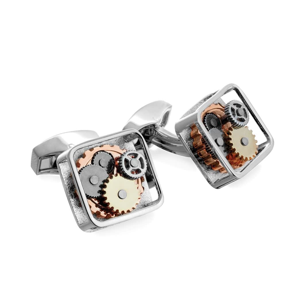 Interactive gear square cufflinks1