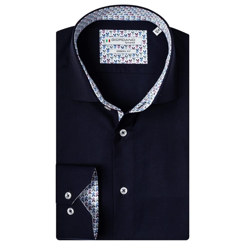 Giordano Baggio LS cutaway modern fit shirt navy
