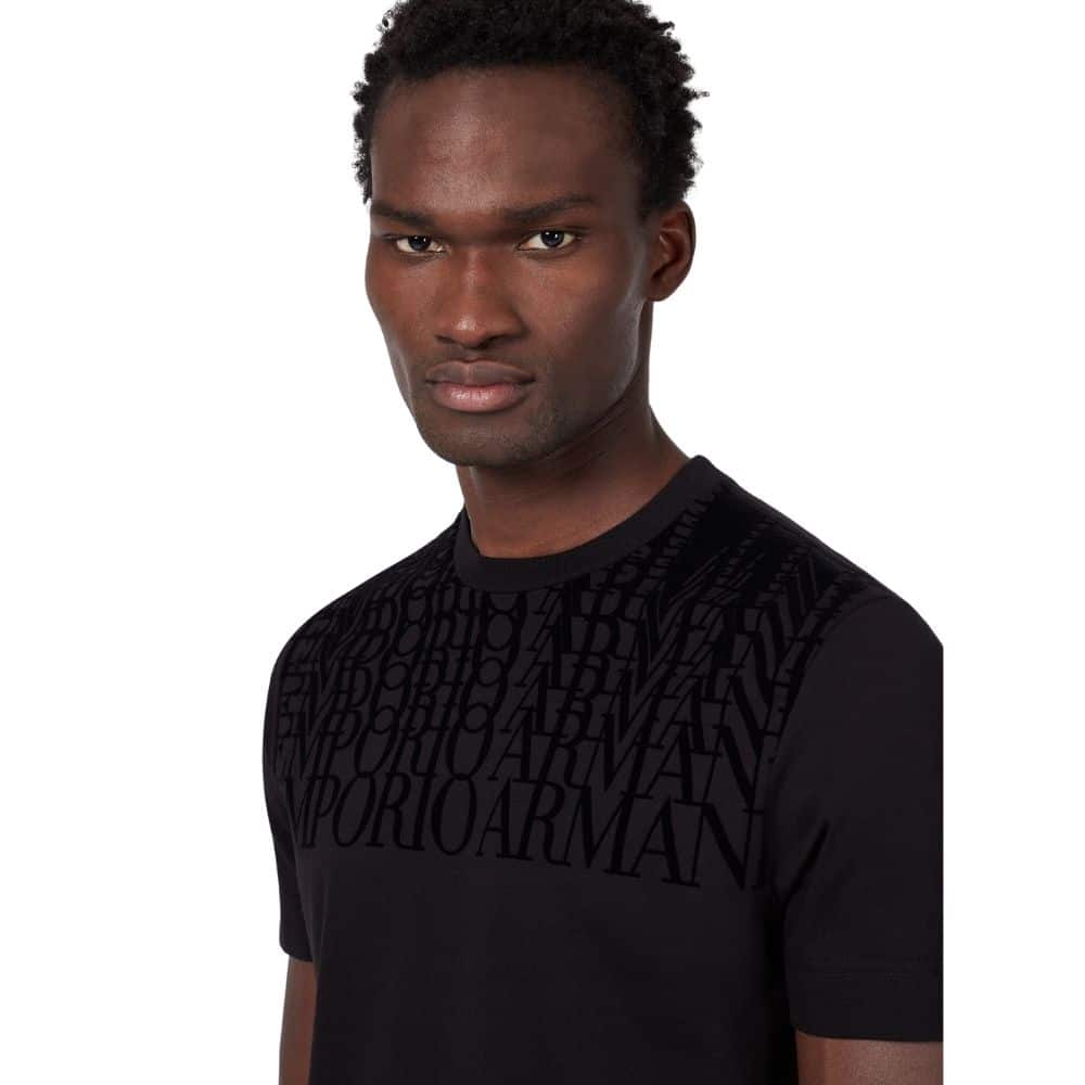 Emporio Armani Jersey T-shirt With Repeated Logo | Menswear Online