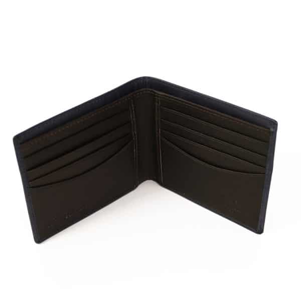 Stamped Navy Leather Wallet Paul Smith open