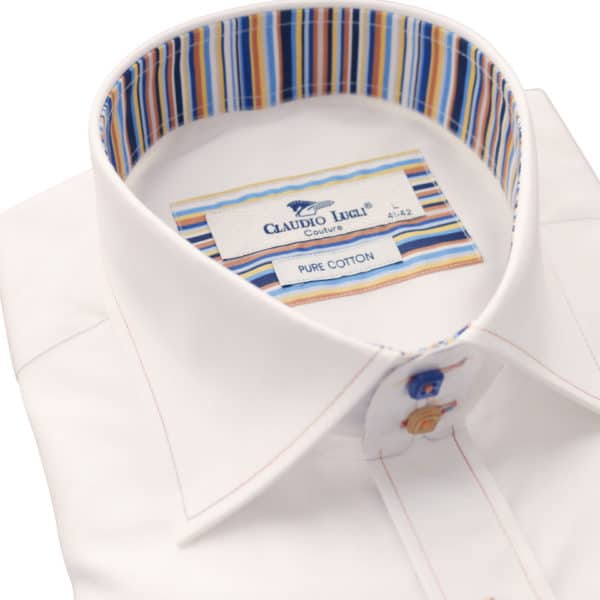 Claudio Lugli 5777 Multi Stripe Coller White Shirt 2