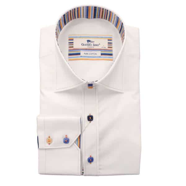 Claudio Lugli 5777 Multi Stripe Coller White Shirt