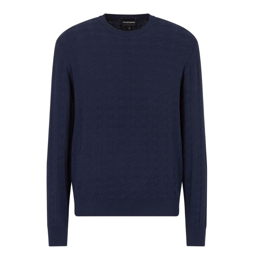 Emporio Armani Crew Neck Sweater With Ribbed Pattern | Menswear Online