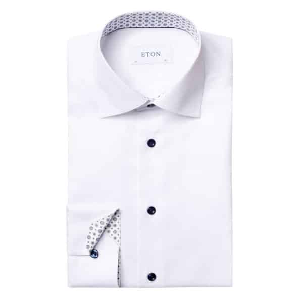 ETON white twill shirt with medaillon collar