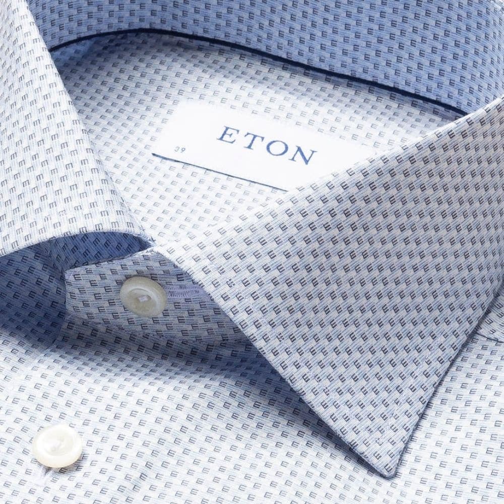 Eton Formal Shirt - Light Blue Monogram | Menswear Online