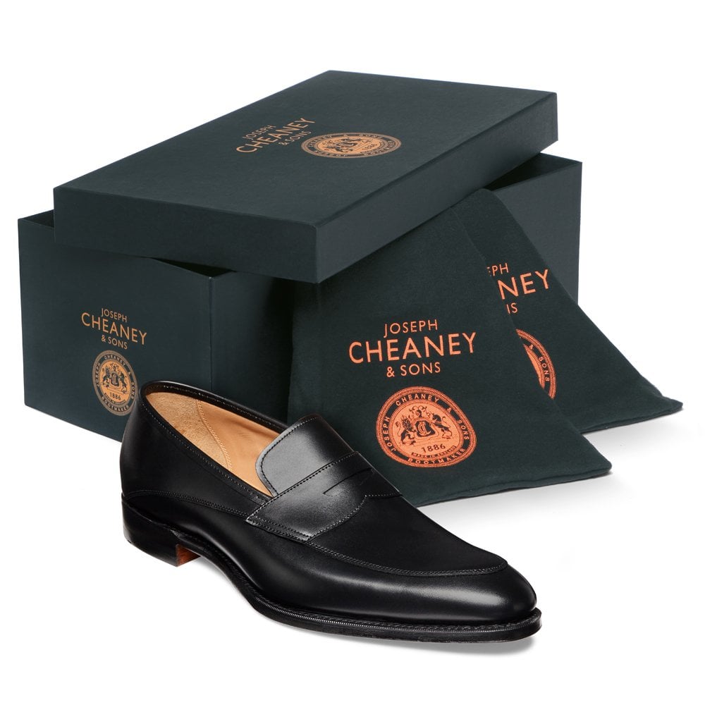 cheaney lewisham penny loafer in black calf leather p849 5841 image