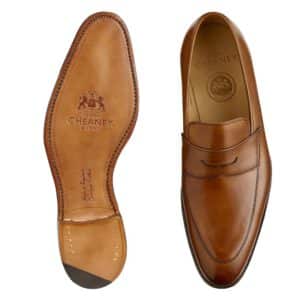 cheaney lewisham penny loafer in dark leaf calf leather p847 5824 image