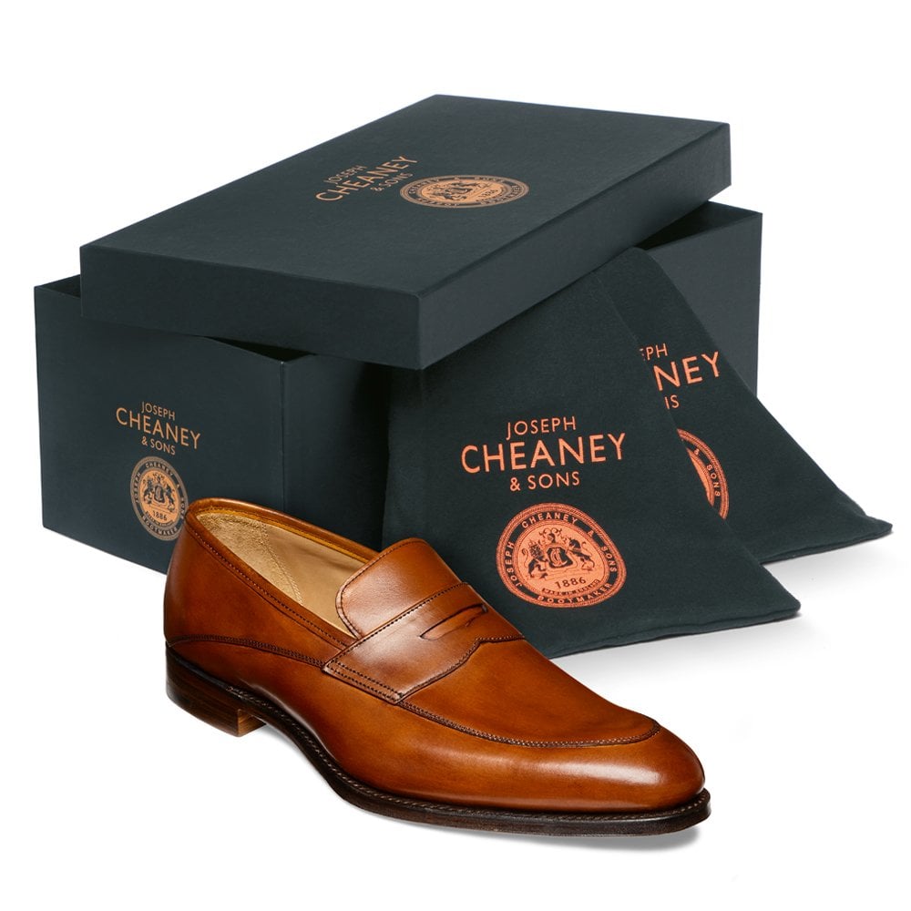cheaney lewisham penny loafer in dark leaf calf leather p847 5825 image