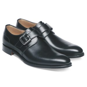 cheaney moorgate plain buckle monk shoe in black calf leather p36 1282 image
