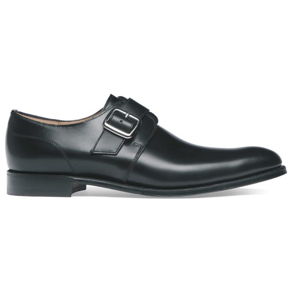 cheaney moorgate plain buckle monk shoe in black calf leather p36 1283 image