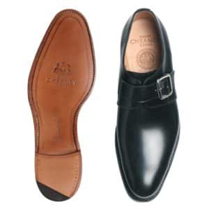 cheaney moorgate plain buckle monk shoe in black calf leather p36 1284 image