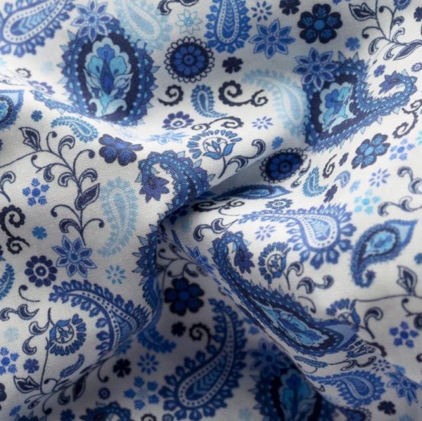 eton shirt blue paisley print fabric