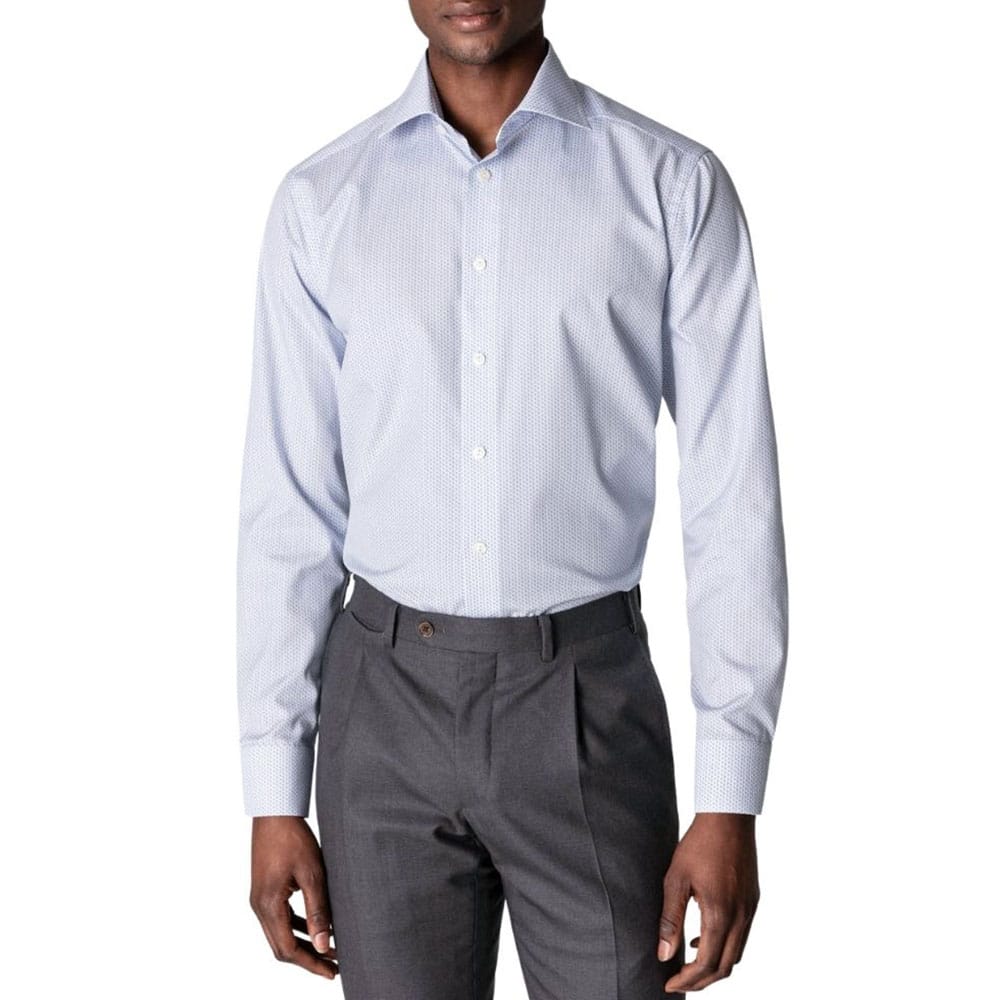 Eton Formal Shirt - Light Blue Monogram | Menswear Online