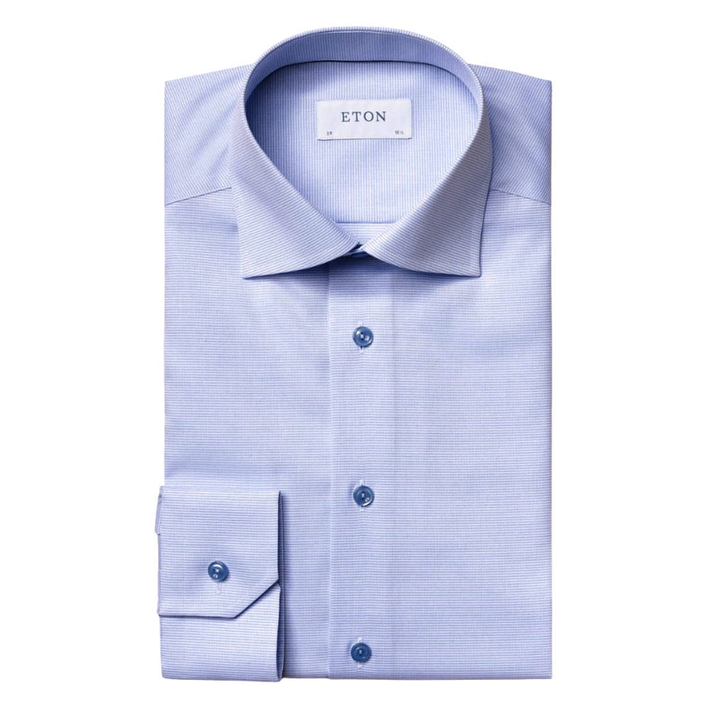 ETON shirt Blue and White Twill 2