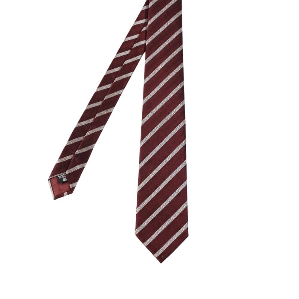 Emporio Armani Jacquard Stripe Tie - Red | Menswear Online