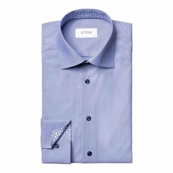 Eton shirt Blue hairline striped – navy details