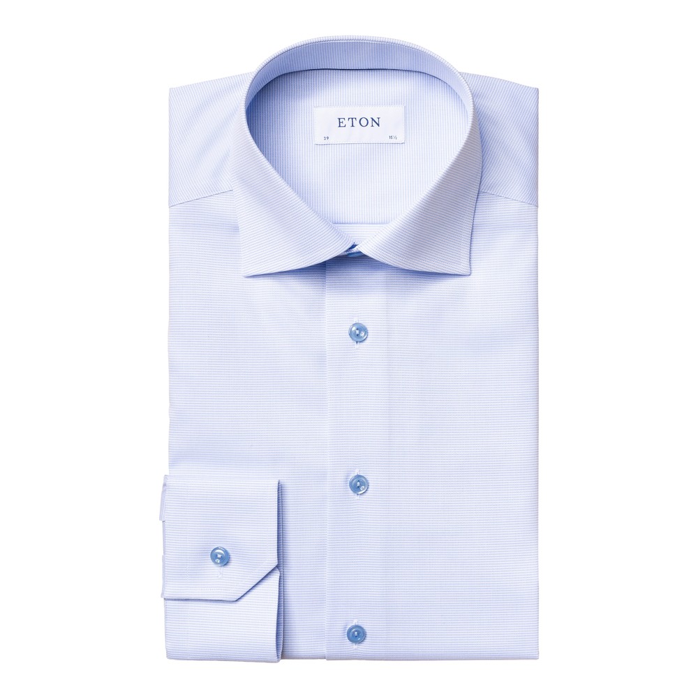 Eton shirt light blue and white twill 1