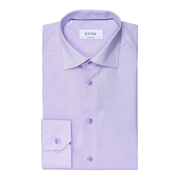 Eton shirt white and purple twill