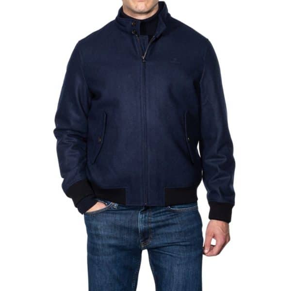 Gant Navy Harrington Wool Jacket | Menswear Online