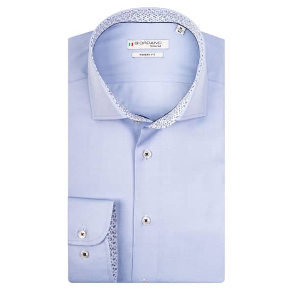 Gioradno Satin modern kent longsleeve shirt light blue