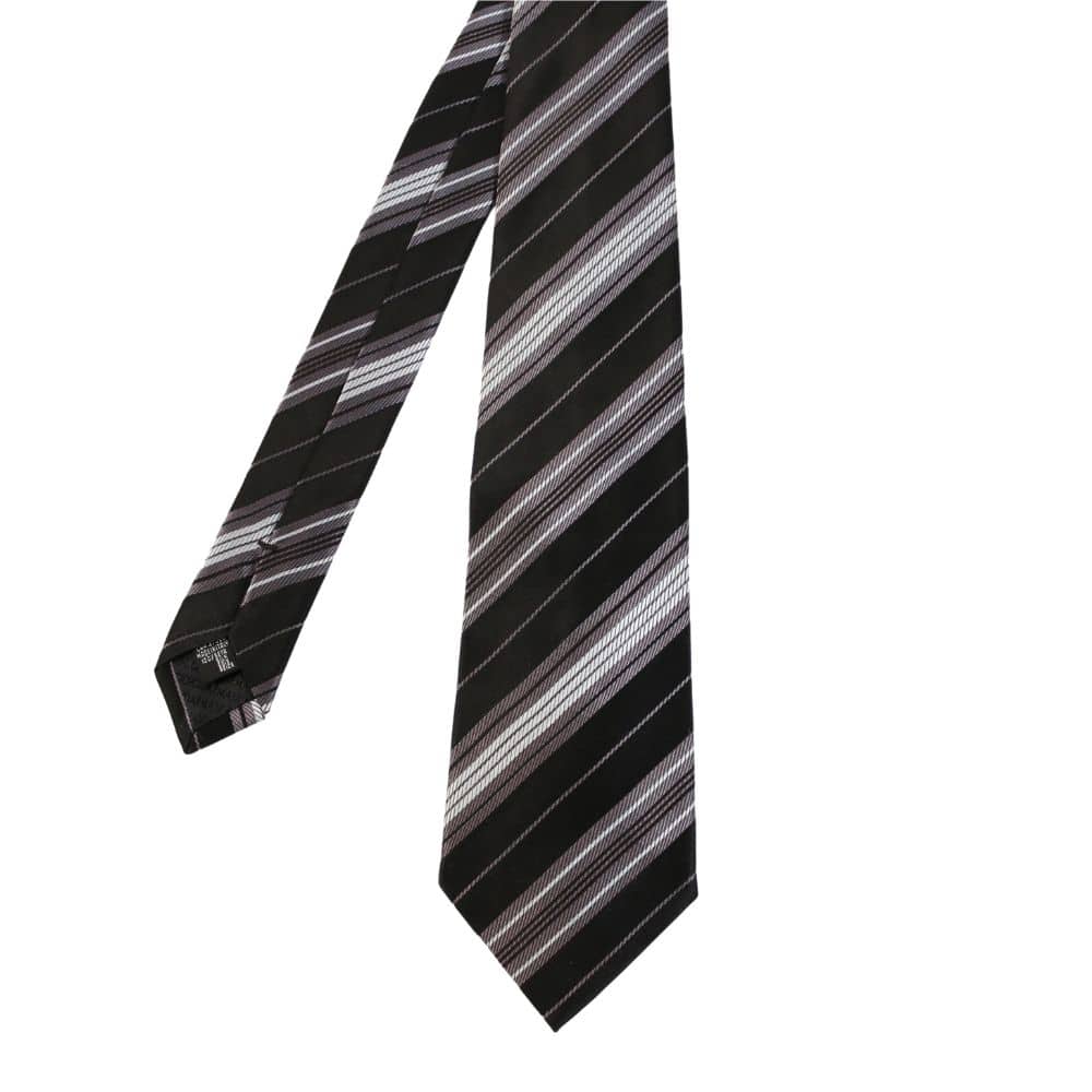 Giorgio Armani tie stripe black grey main