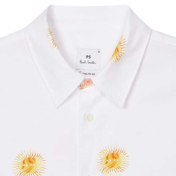 Paul Smith Medussa Sun Print Short Sleeve Cotton White Shirt 2