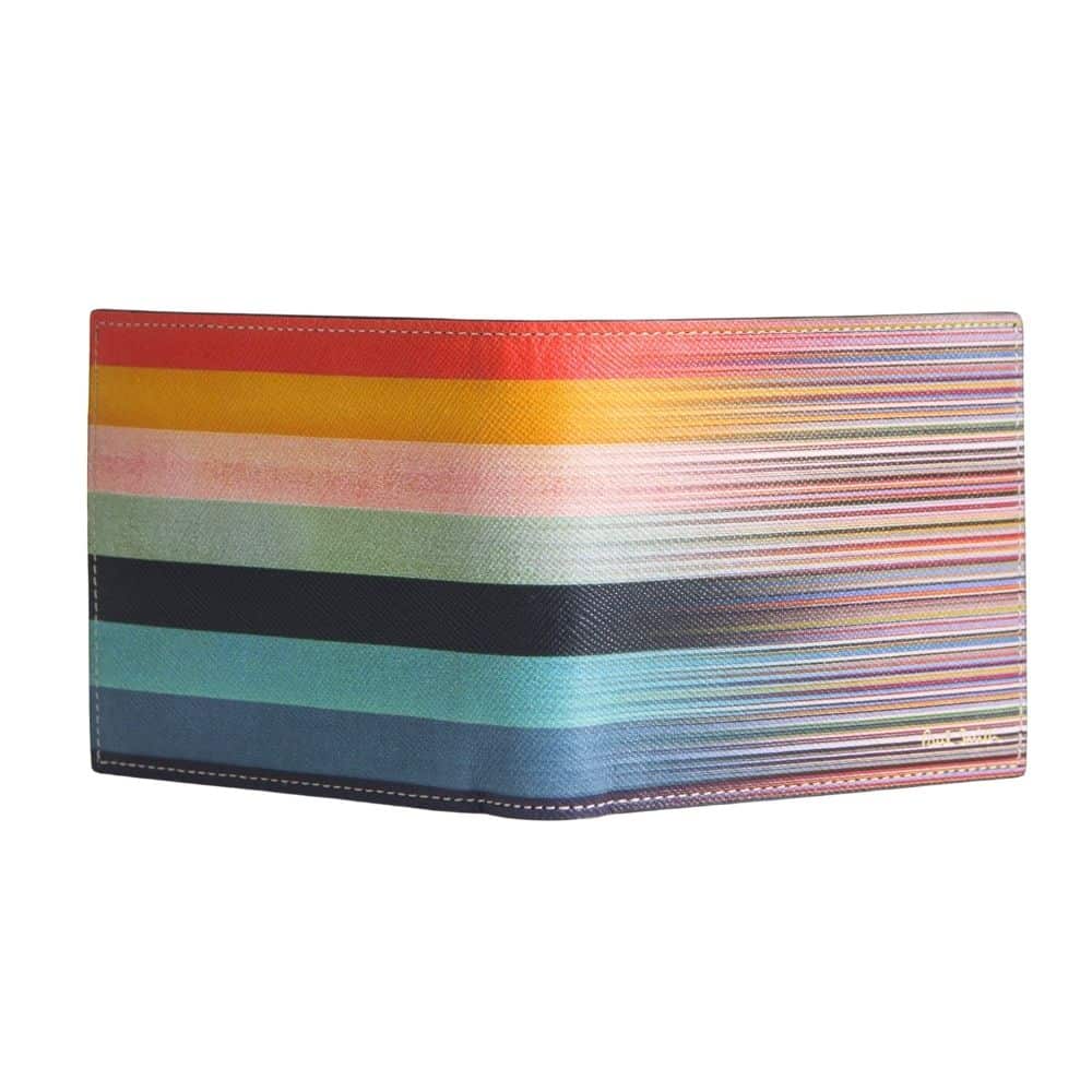 Paul Smith Bi Fold Wallet In Mixed Stripe Multi Menswear Online
