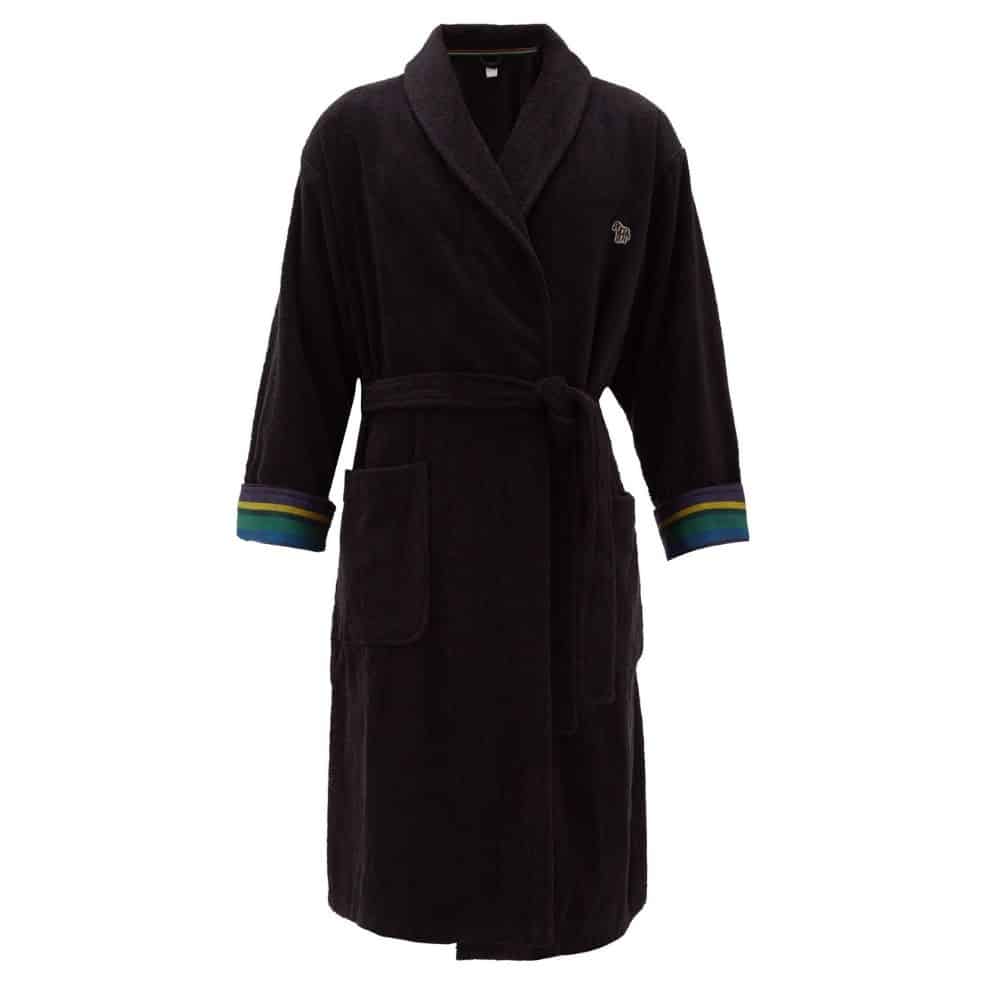 paul smith cotton dressing gown Paul Smith Black Artist Stripe Trim Dressing Gown