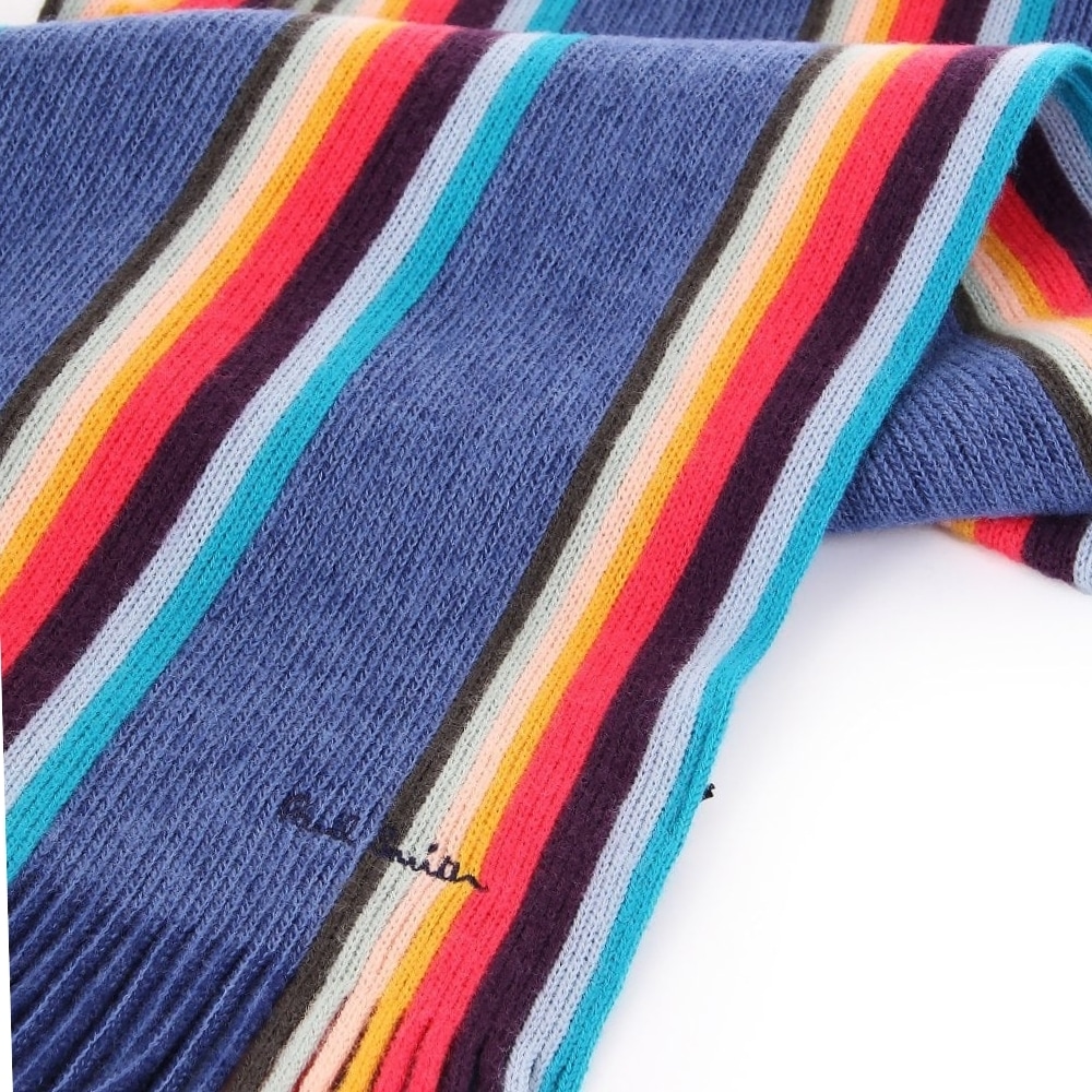 Paul Smith Scarf Blue Multi-Coloured Twisted Artist | Menswear Online