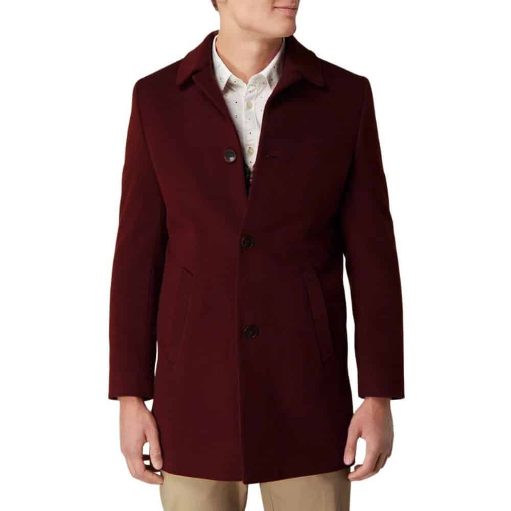 maroon overcoat