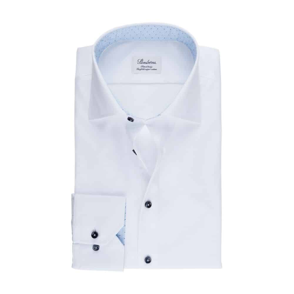 Stenstroms White shirt blue collar front