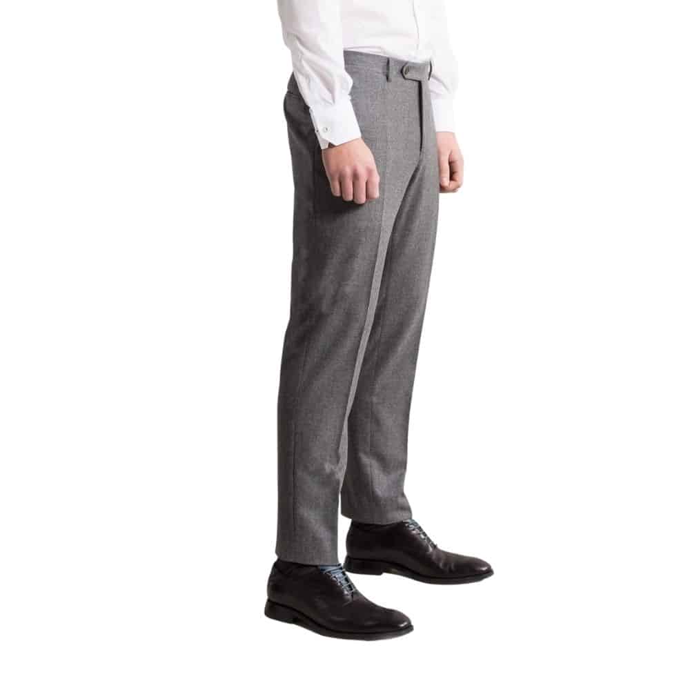 Berwich  Medium Grey Wool Flannel Trousers  Baltzar
