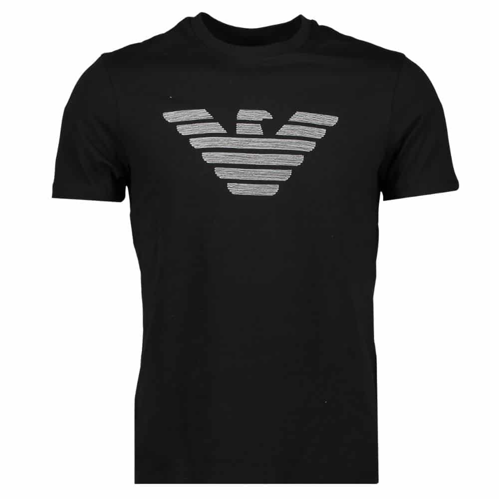 EMPORIO ARMANI EMBOSSED BLACK T-SHIRT | Menswear Online