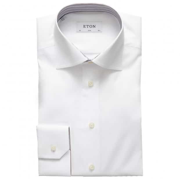 eton striped detail shirt in white 1
