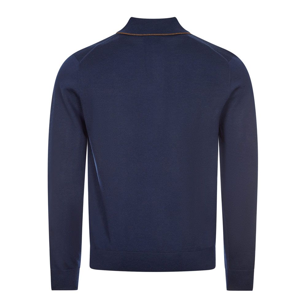 PAUL SMITH Long Sleeve Navy Polo Shirt Knitted | Menswear Online
