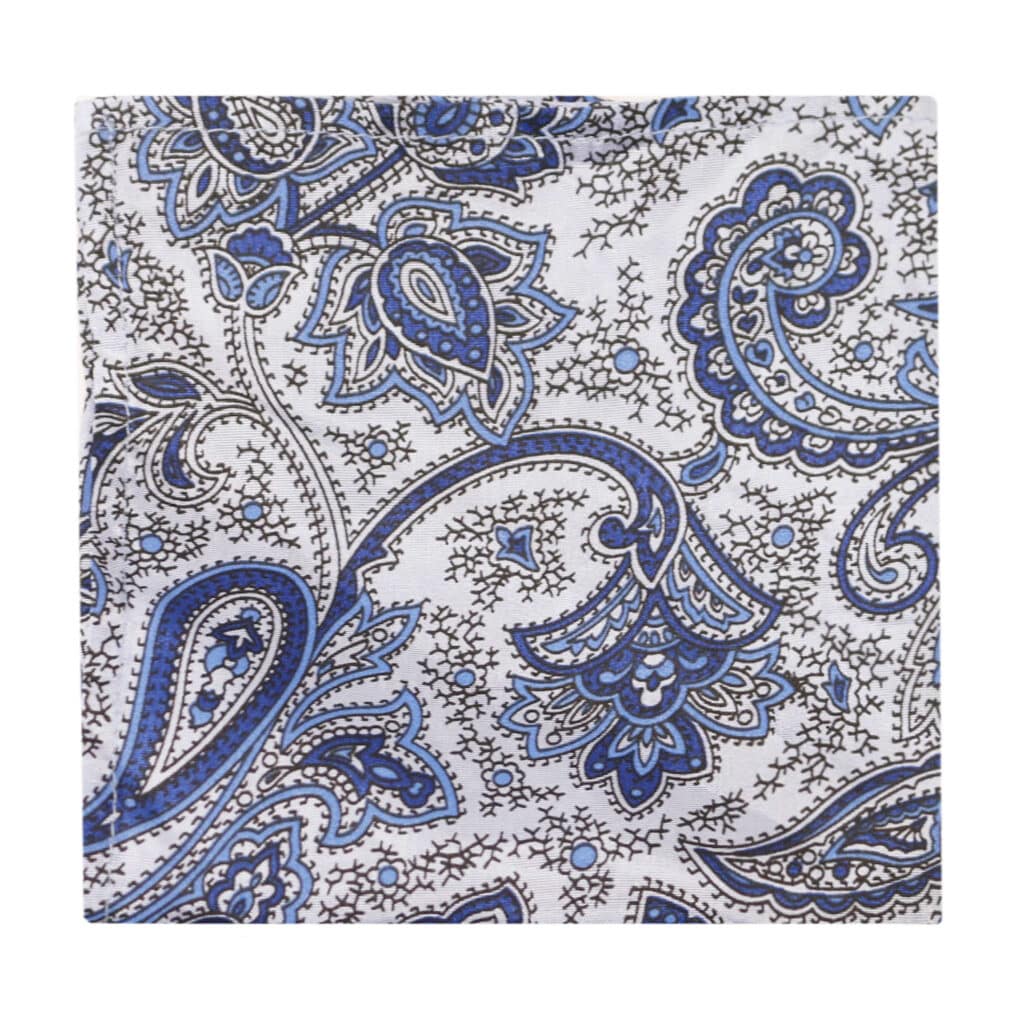 AMANDA CHRISTENSEN PAISLEY BLUE POCKET SQUARE
