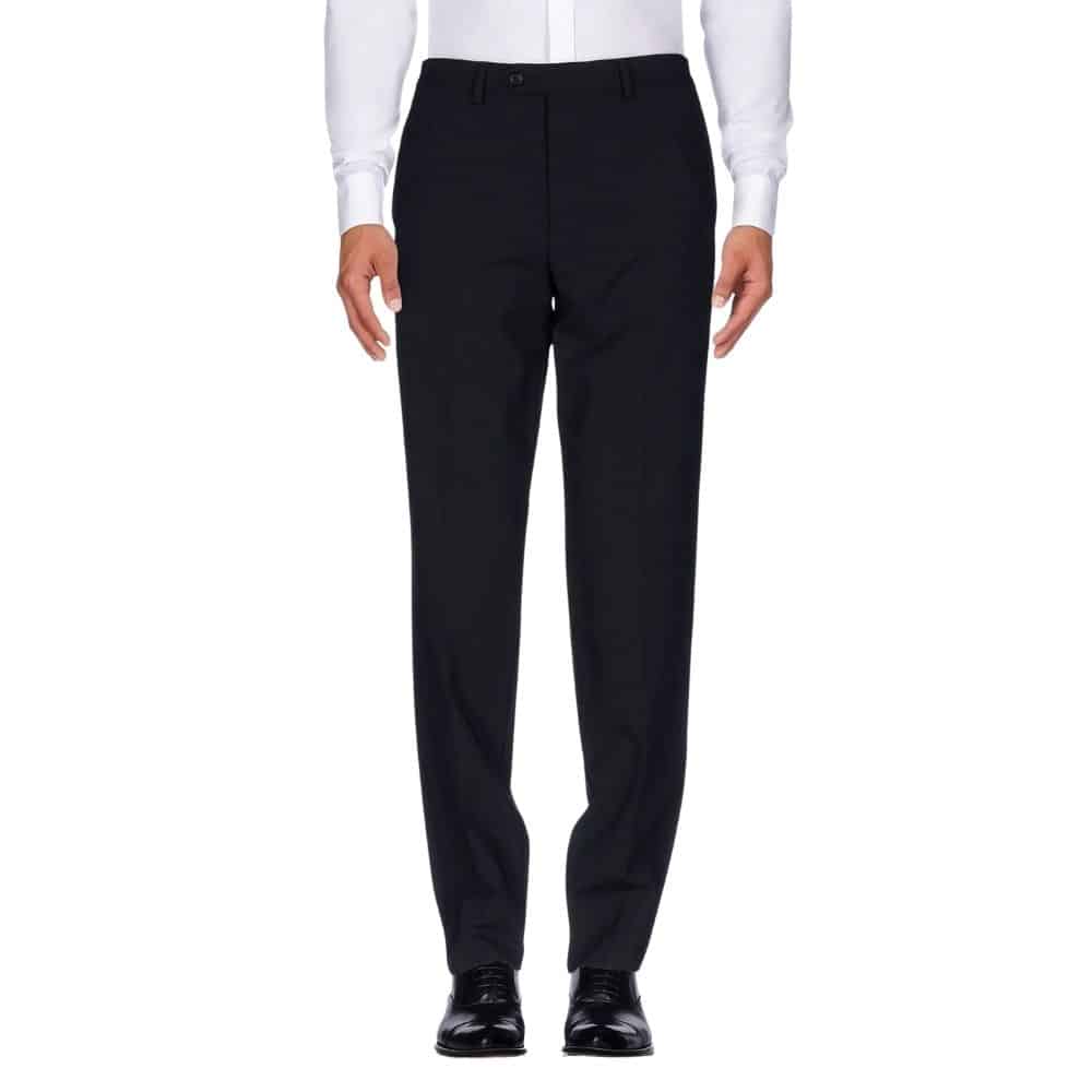 Buy EMPORIO ARMANI Slim Fit Flat-Front Trousers | Navy Color Men | AJIO LUXE