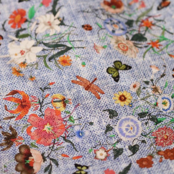 Amanda Christensen pocket square butterflies blue fabric