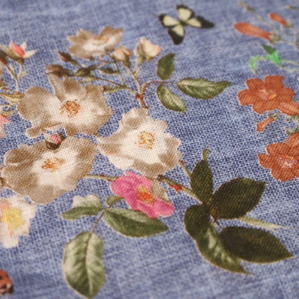 Amanda Christensen pocket square denim flower print fabric