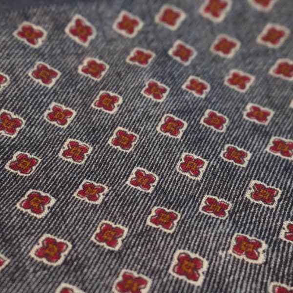 Amanda Christensen pocket square denim look red dots wool fabric