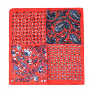 Amanda Christensen pocket square red 4 pattern silk all sides