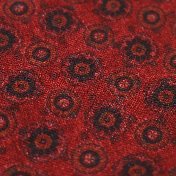 Amanda Christensen pocket square red wool flower fabric