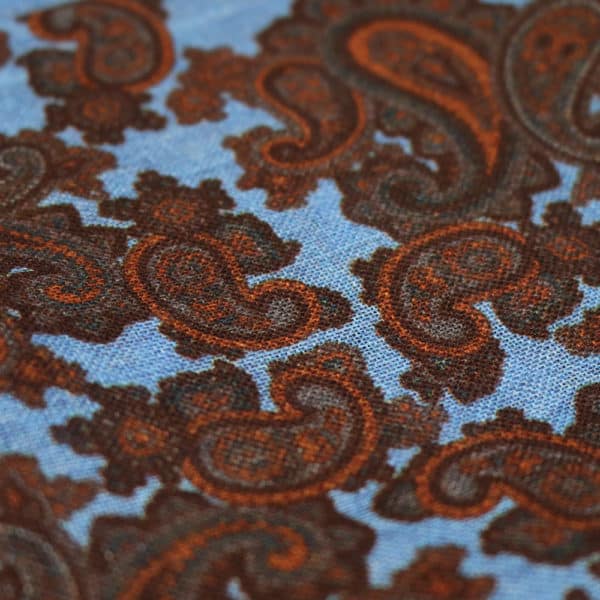 Amanda Christensen pocket square wool blue fabric