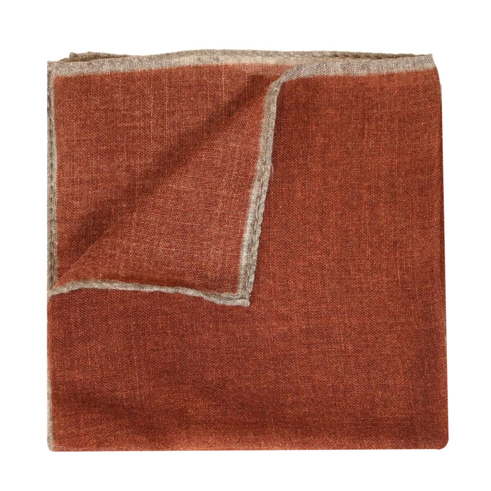 Amanda Christensen Trimmed Pocket Square Rust/Grey Menswear Online