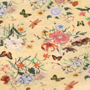 Amanda Christensen pocket square yellow silk butterfly fabric