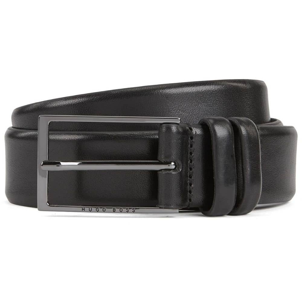 Boss Carmello Black Leather Belt