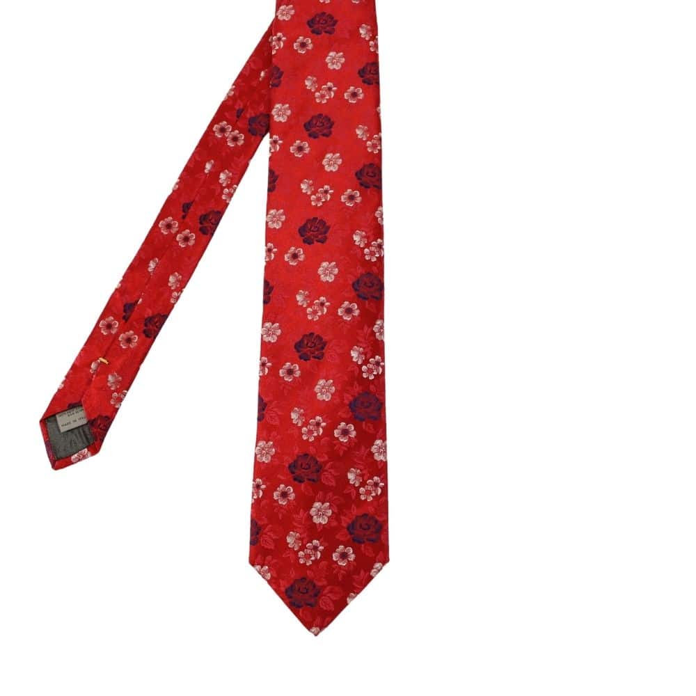 Canali Floral bloom tie red main