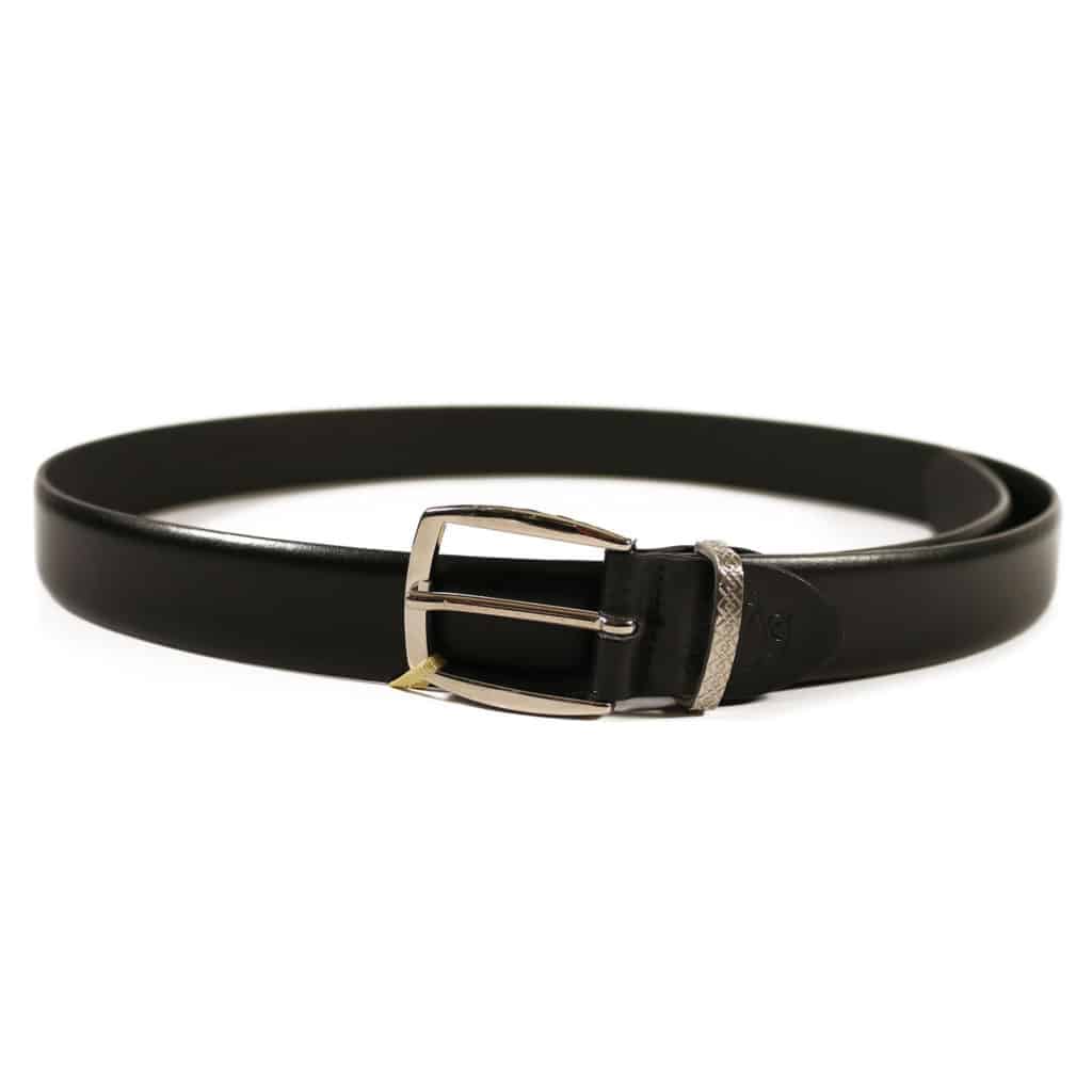 Canali black leather belt2