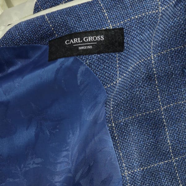 Carl Gross blazer jacket blue windowpane check lining