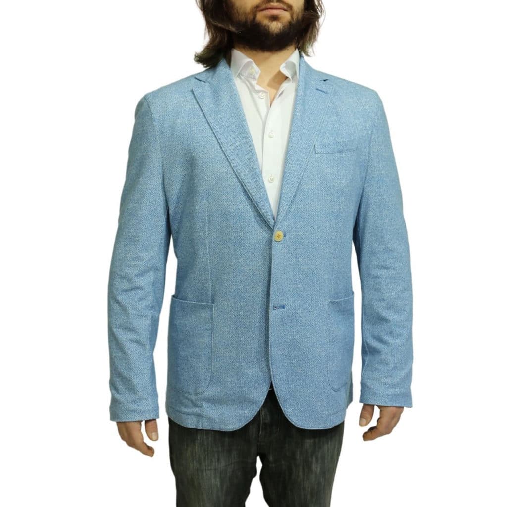 Circolo herringbone blazer jacket blue back